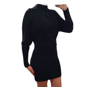 NWT Revamped Mock Neck Long Sleeve Black Women's Mini Dress XS
